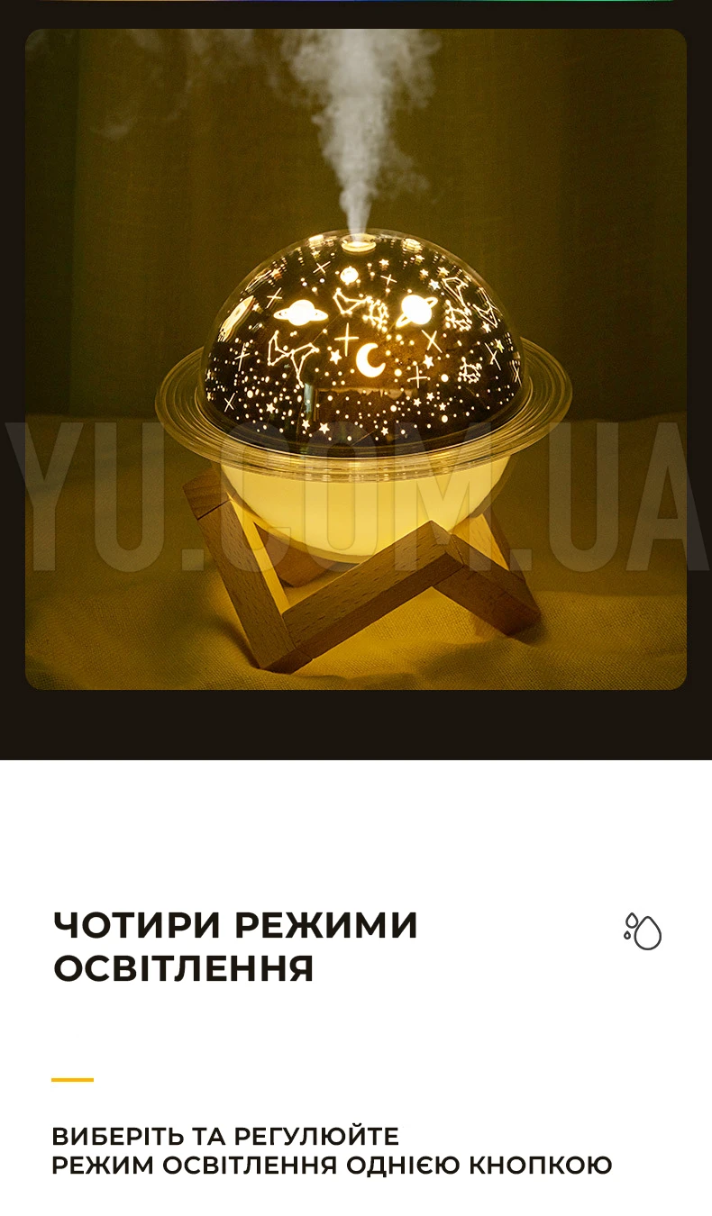 Проекційний зволожувач повітря зоряне небо 250мл - проектор RGB нічник світильник Проекційний зволожувач повітря зоряне небо 250мл - проектор RGB нічник світильник